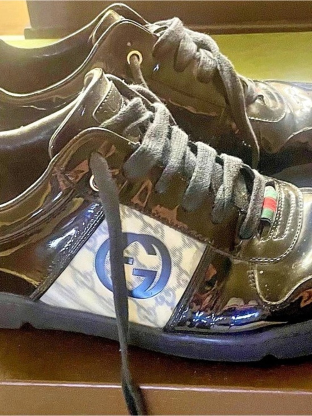 Gucci Black Patent Leather Sneakers